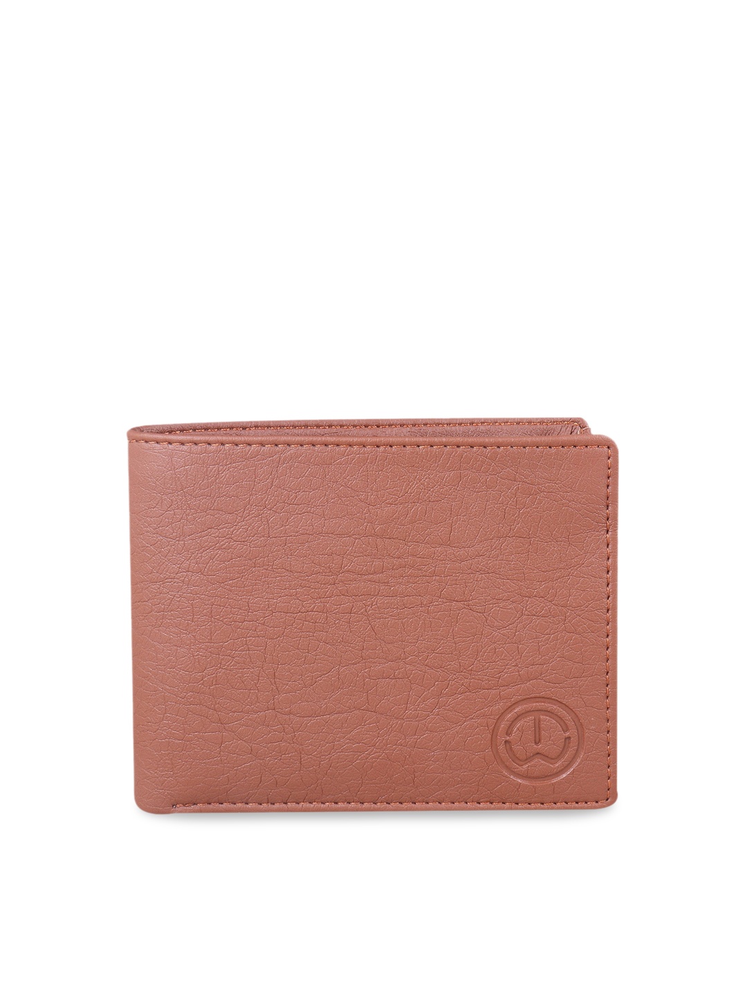 

TnW Men Tan Brown Textured Two-Fold Genuine Leather Wallet