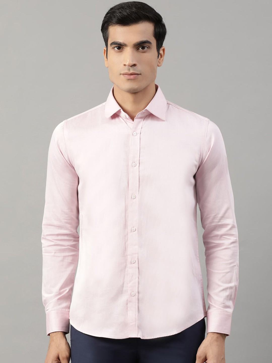 

HARSAM Men Pink Semiformal Shirt