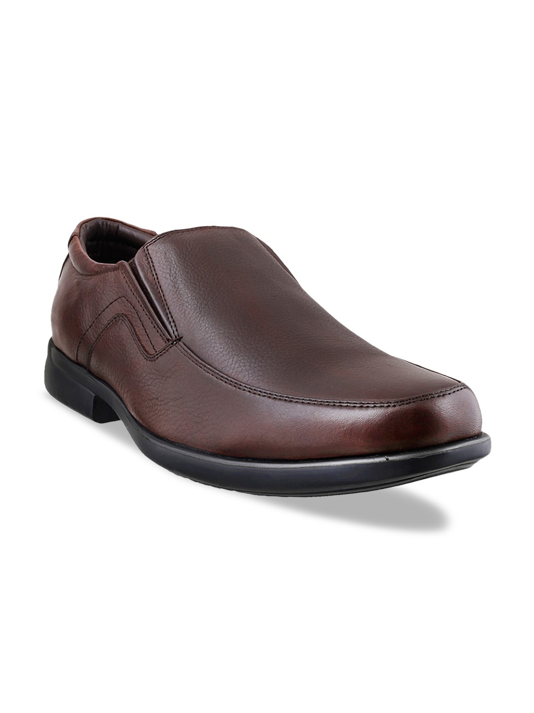 

J.FONTINI Men Brown Solid Leather Slip-On Shoes