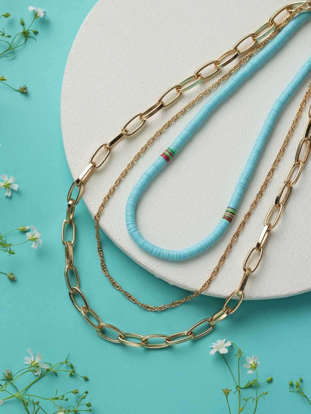 

STREET 9 Rose Gold-Plated & Blue Chain & Sequence Necklace