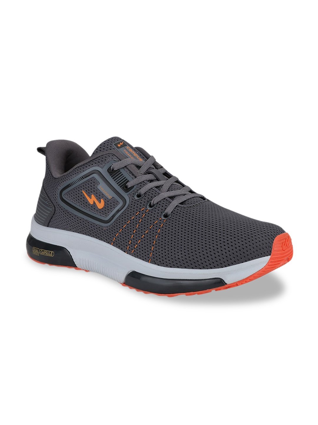 

Campus Men Grey & Orange Mesh Running Shoes