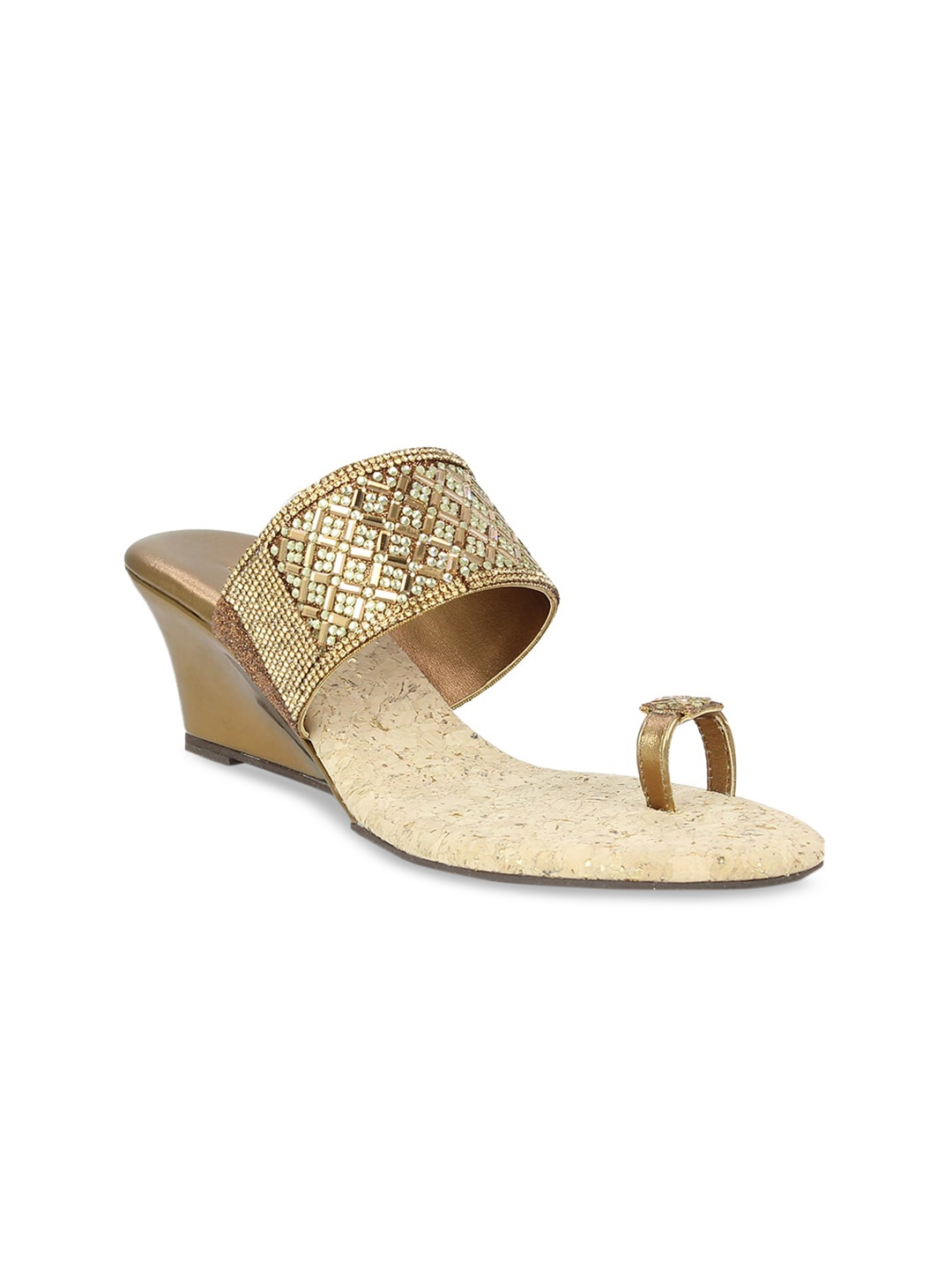

Inc 5 Women Gold-Toned Embellished Wedges