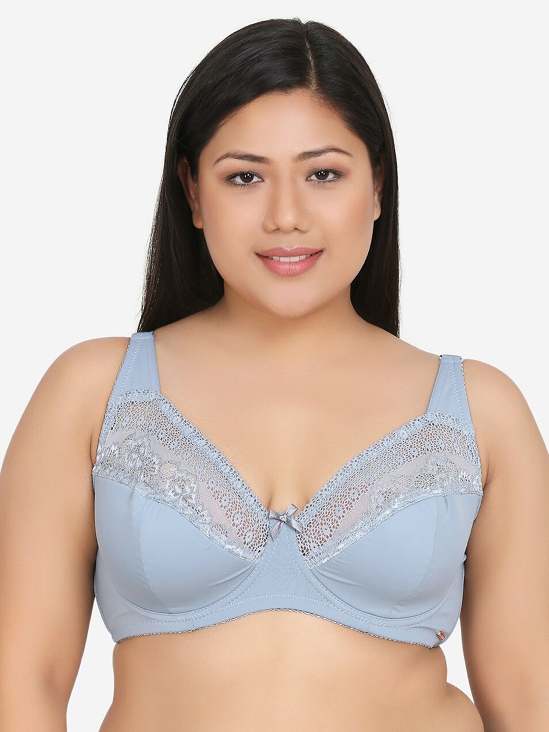 

Curvy Love Plus Size Grey Solid Underwired Lightly Padded Plunge Bra CL-15 GREY-C20