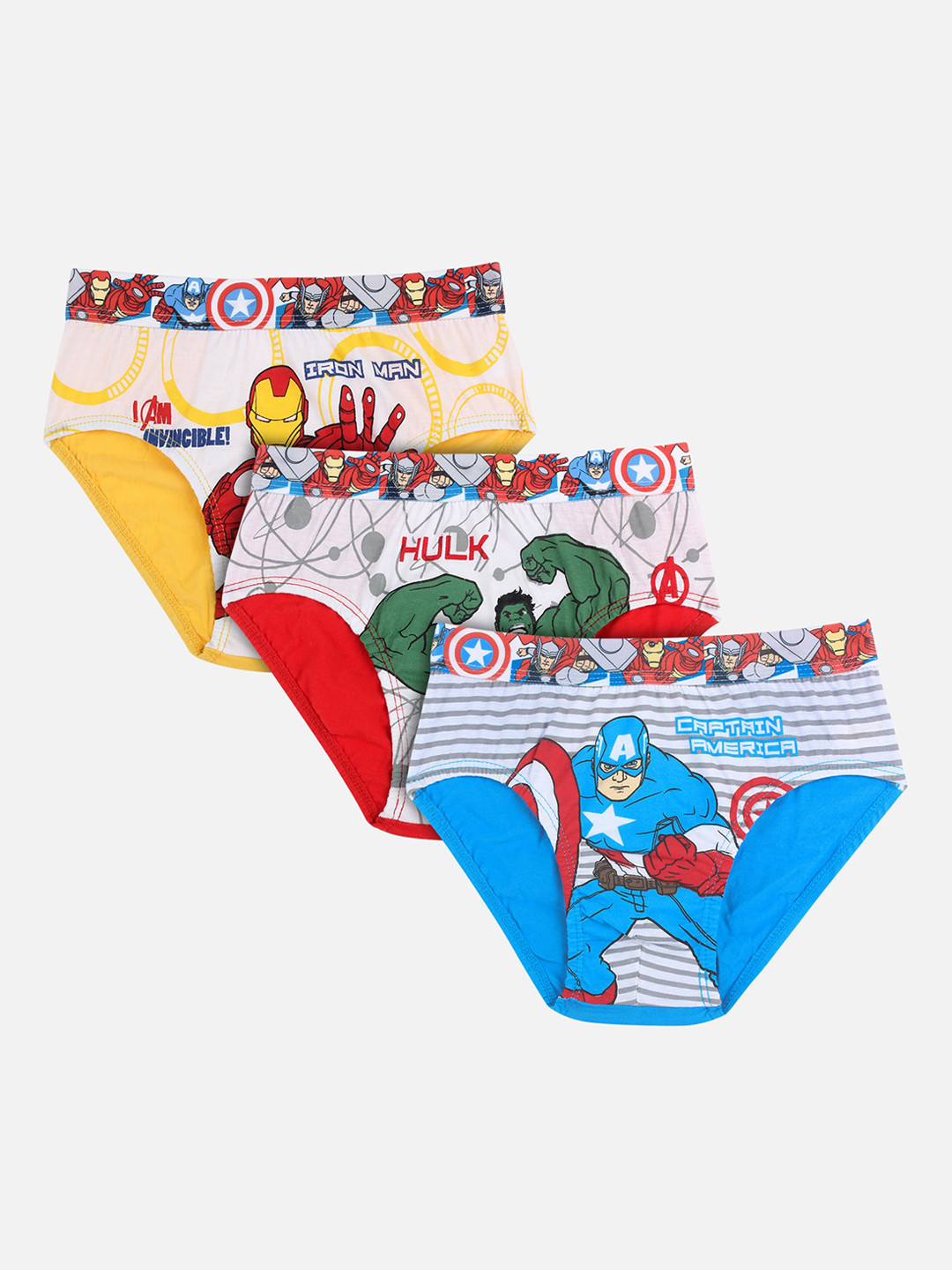 

Bodycare Kids Boys Pack Of 3 Avengers Superhero Printed Briefs KIA8505-PK002, White