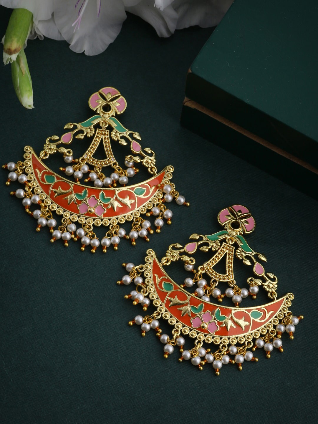 

Studio Voylla Gold-Plated & Red Classic Chandbalis
