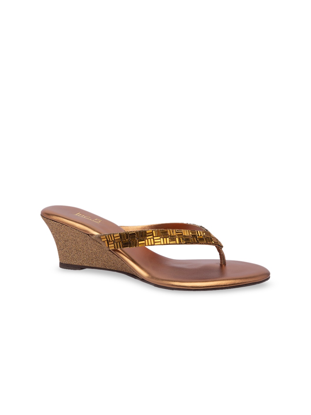 

Inc 5 Women Bronze-Toned Embellished Wedges