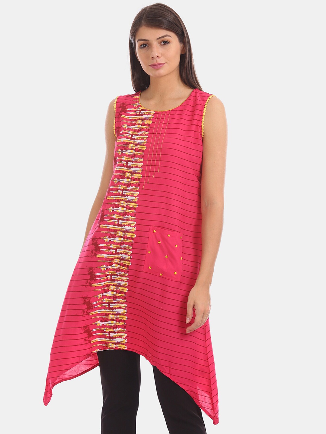 

Karigari Women Fuchsia Printed A-Line Kurta