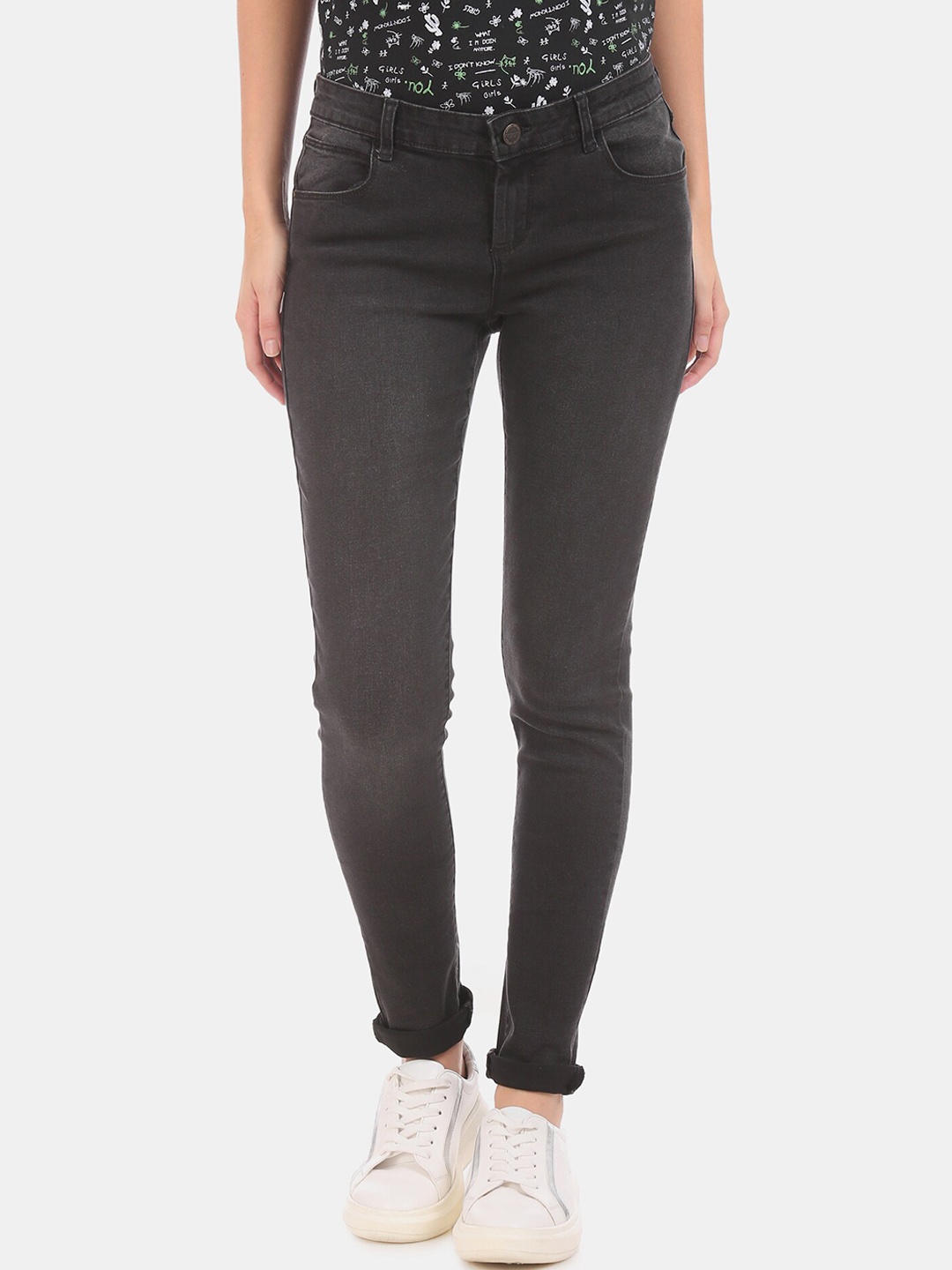 

Cherokee Women Black Slim Fit Mid-Rise Clean Look Stretchable Jeans