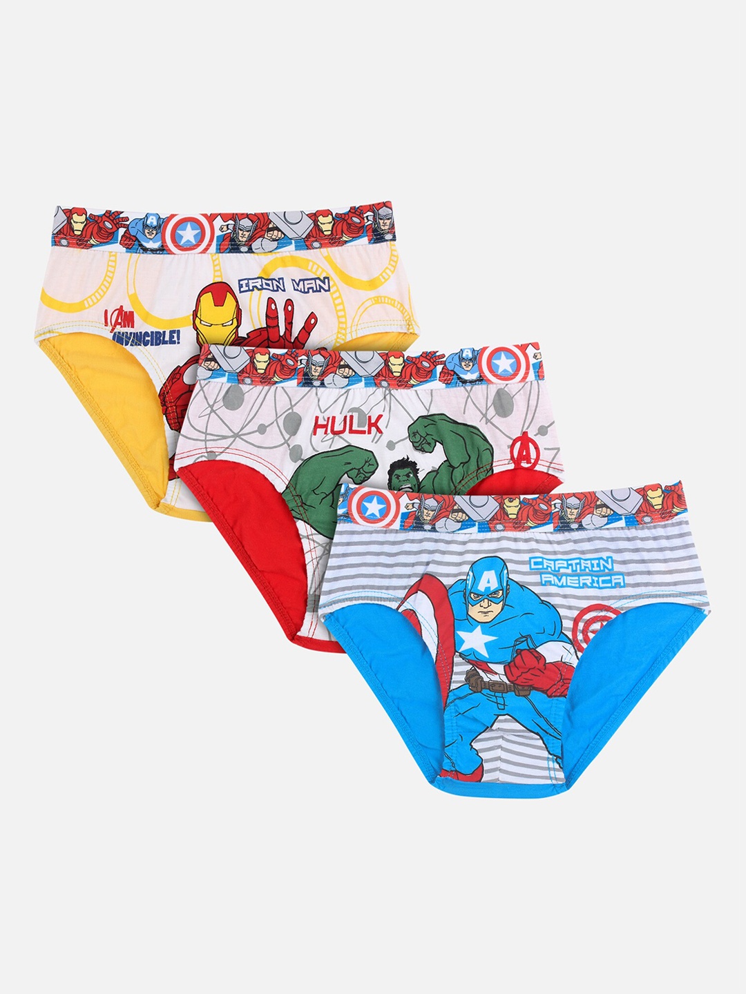 

Bodycare Kids Boys Pack Of 3 Avengers Superhero Printed Briefs KIA8505-PK002, White