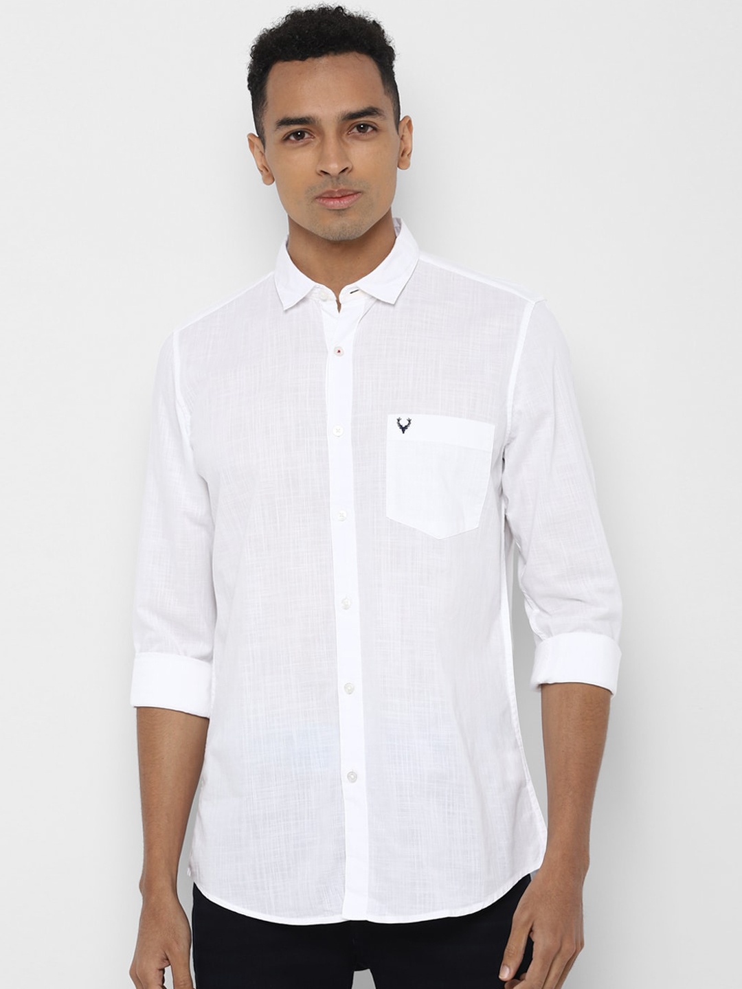 Allen Solly Men White Slim Fit Checked Casual Shirt