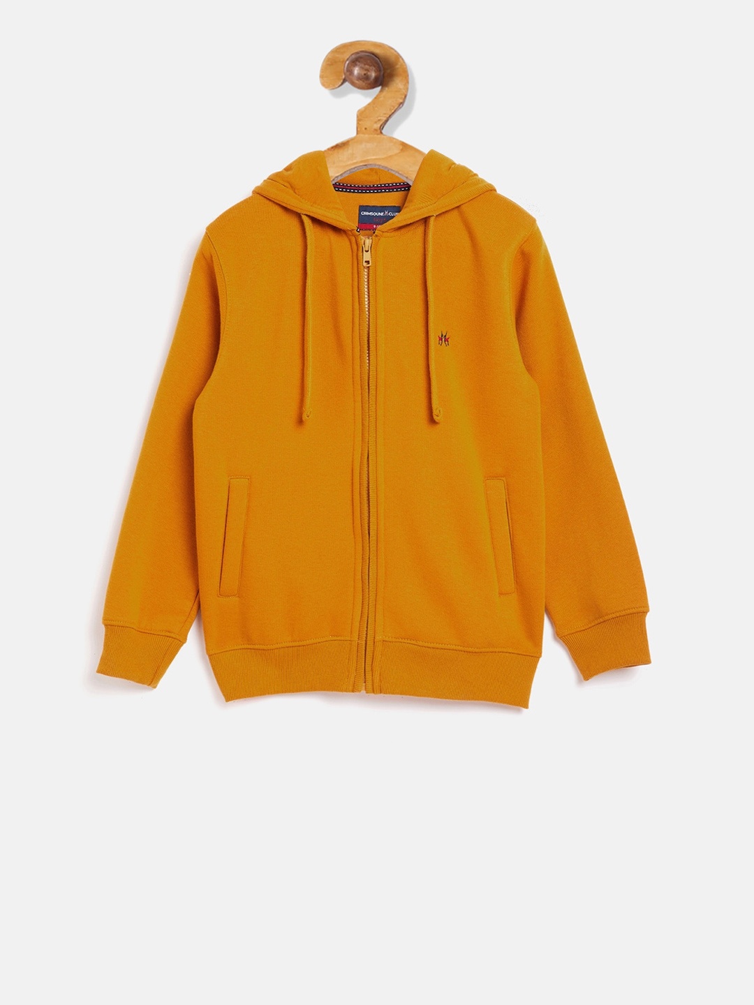 

Crimsoune Club Boys Yellow Solid Hooded Sweatshirt