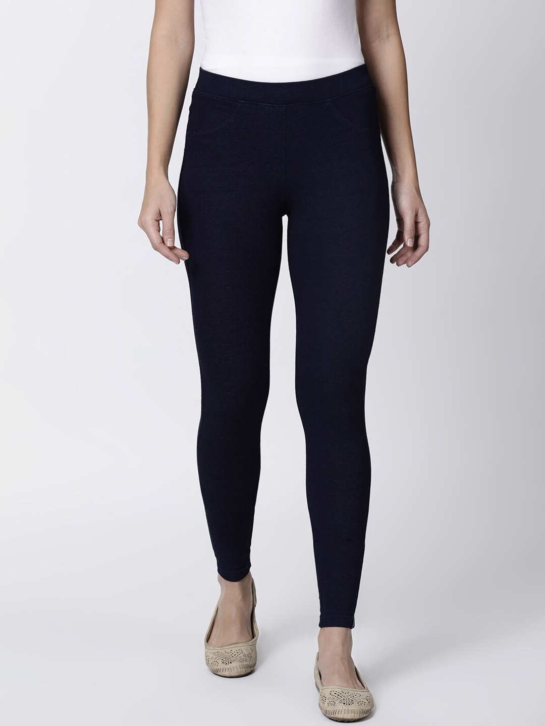 

TWIN BIRDS Women Navy Blue Solid Jeggings