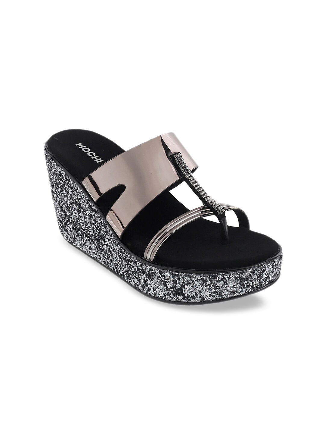 

Mochi Women Gunmetal-Toned Solid Wedges, Metallic