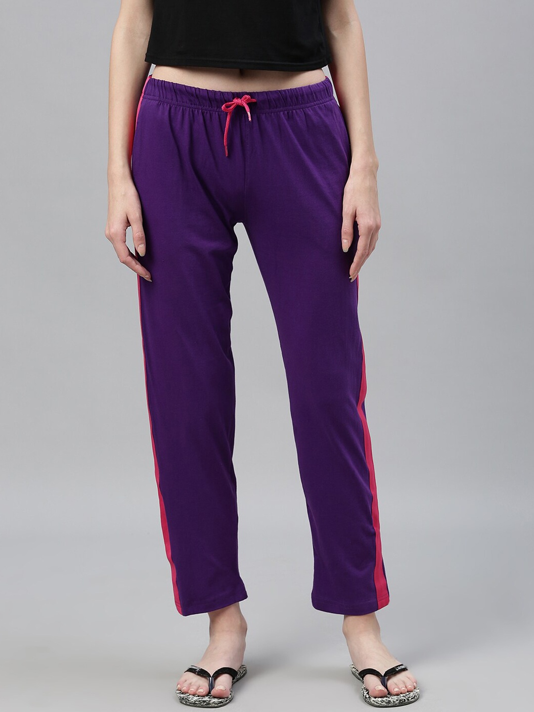 

.Kryptic Women Purple Solid Pure Cotton Lounge Pants