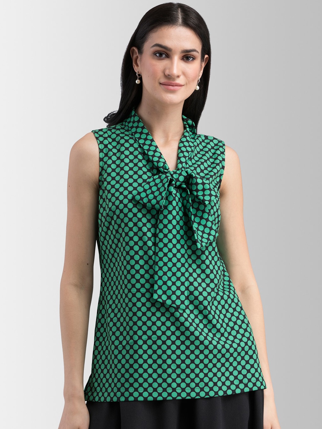 

FableStreet Women Green Printed Top