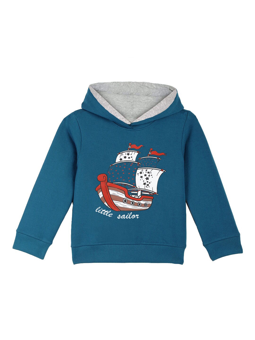 

Naughty Ninos Girls Blue & Grey Printed Hooded Sweatshirt