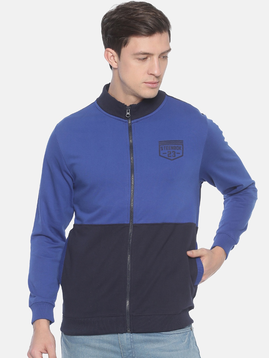Steenbok Men Blue Colourblocked Sweatshirt