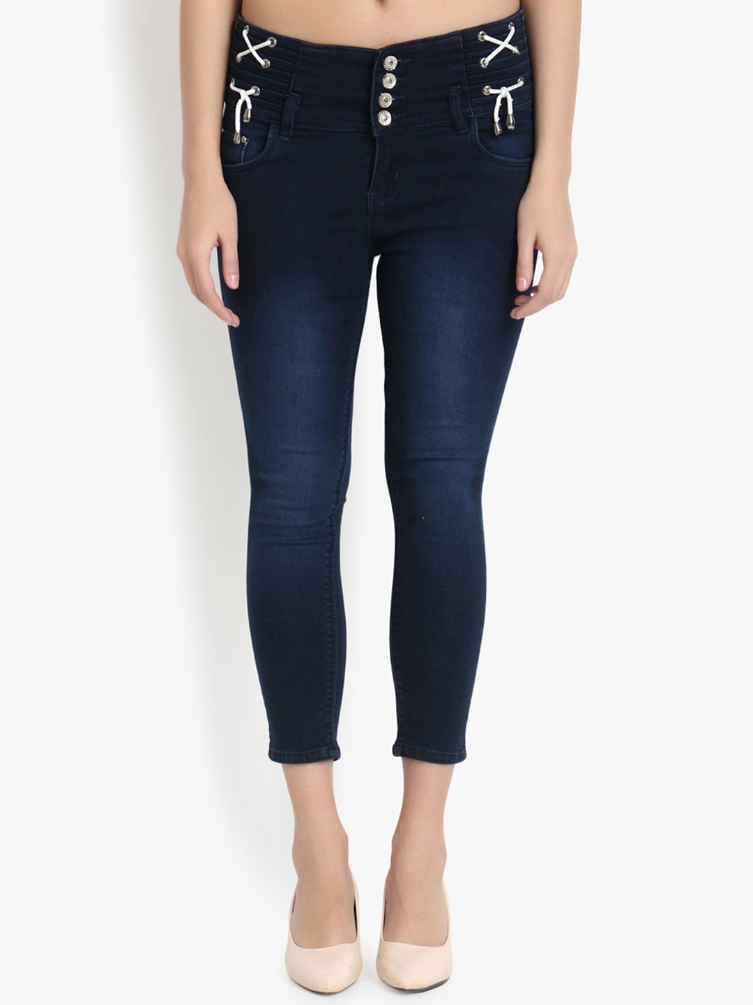

Perfect Outlet Women Navy Blue Skinny Fit High-Rise Clean Look Jeans