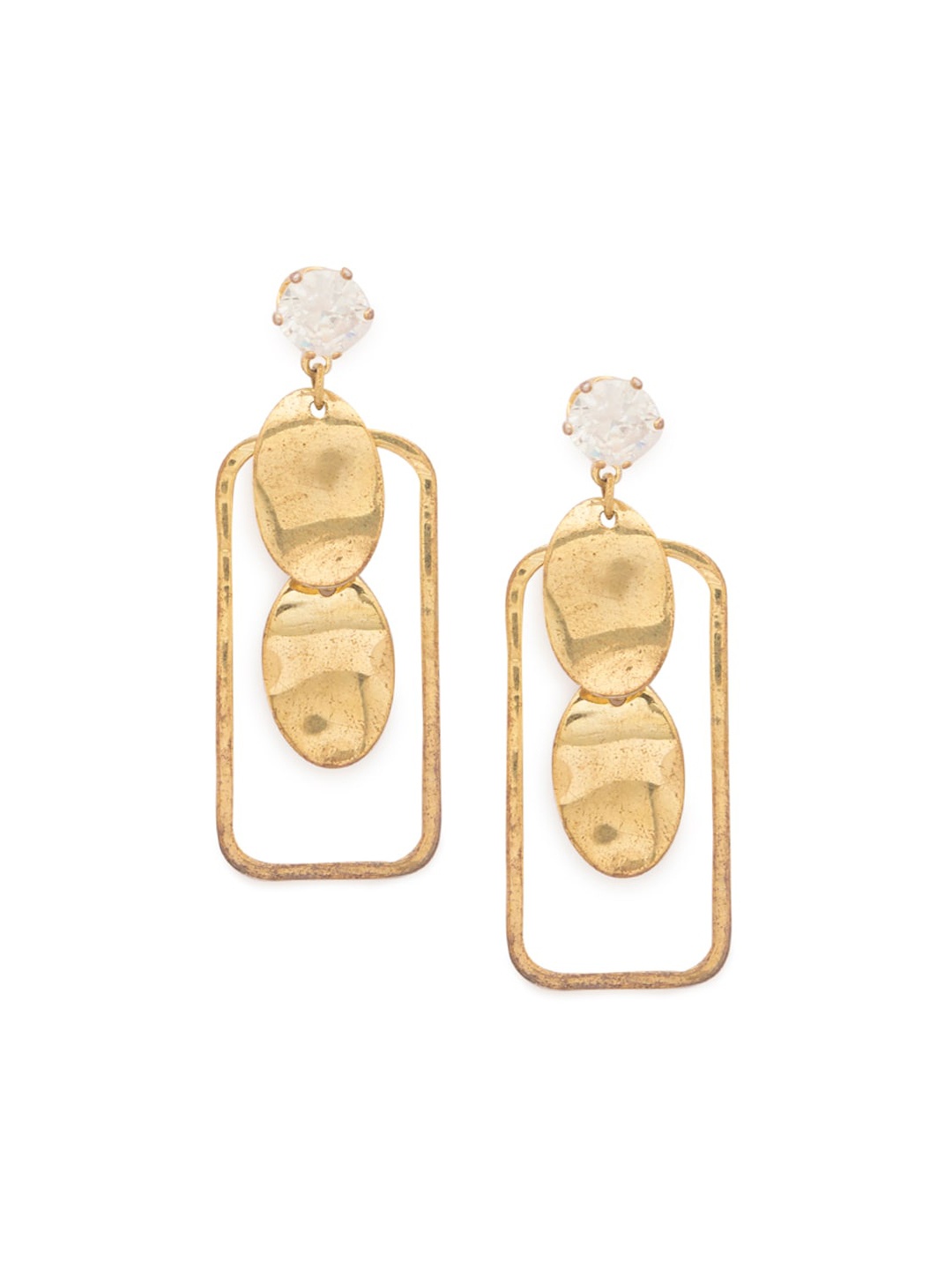 

Globus Gold-Plated Cubic Zirconia Geometric Drop Earrings