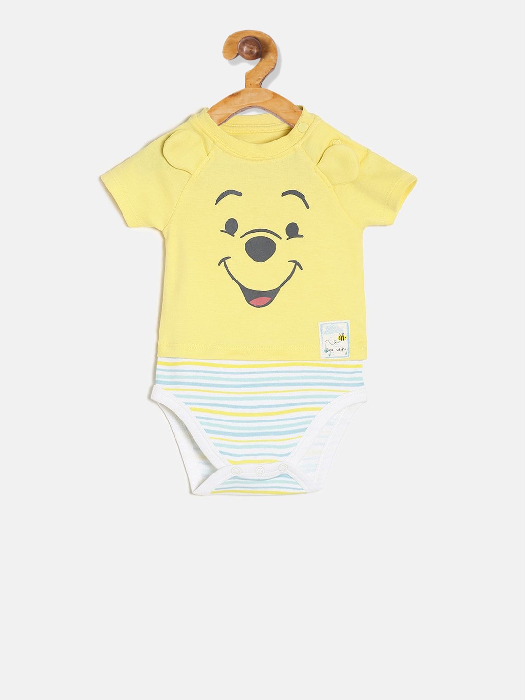 

MINI KLUB Kids Yellow & White Printed Bodysuit