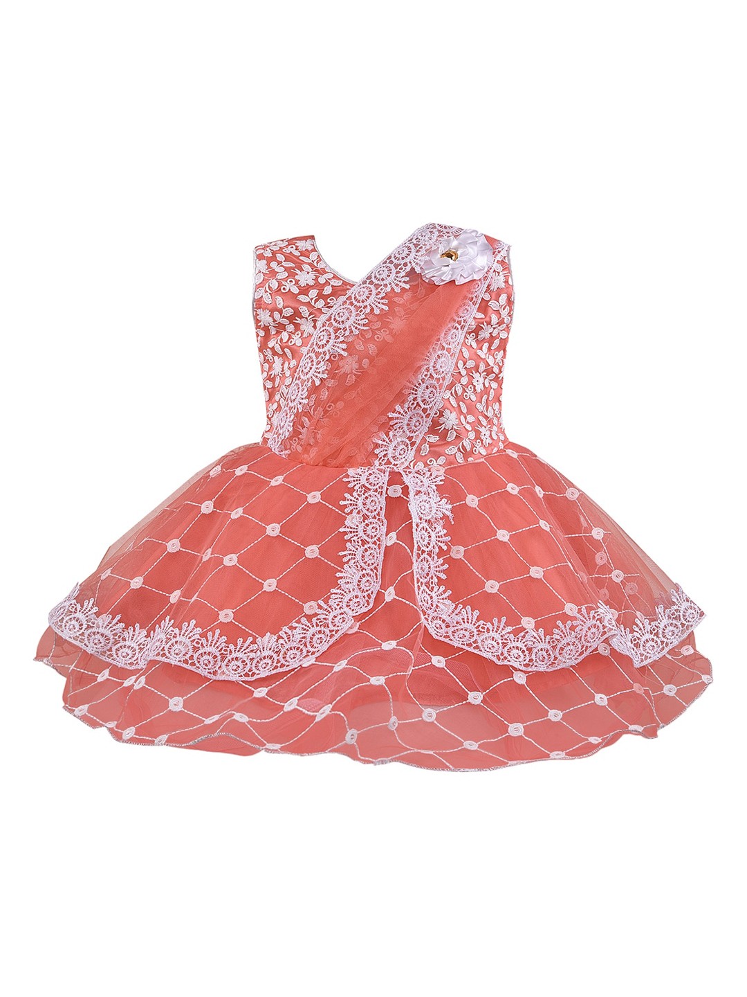 

Wish Karo Girls Orange Printed Fit and Flare Dress