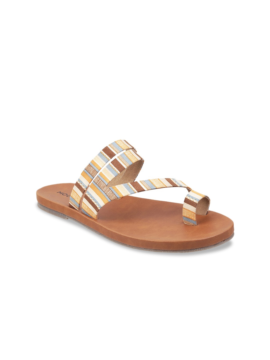 

Mochi Women Multicoloured Striped One Toe Flats, Multi