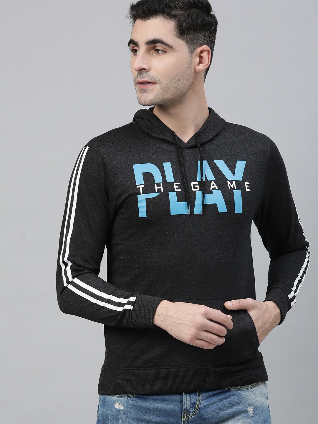 

Kryptic Men Charcoal Printed Sweatshirt