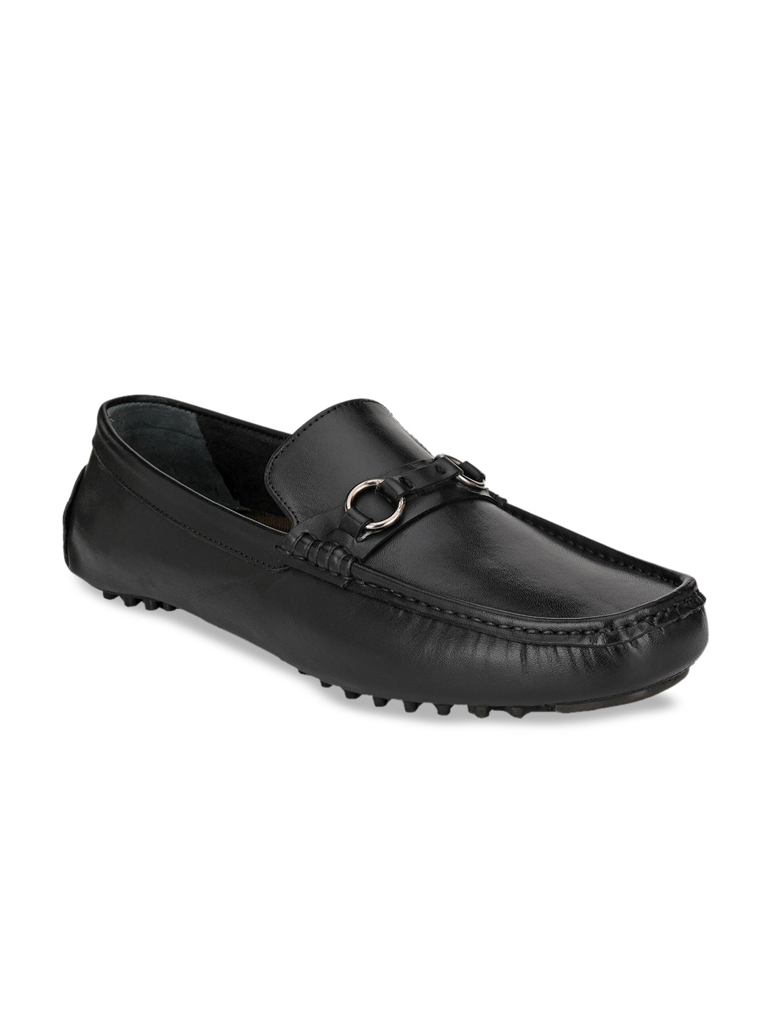 

San Frissco Men Black Solid Leather Formal Loafers