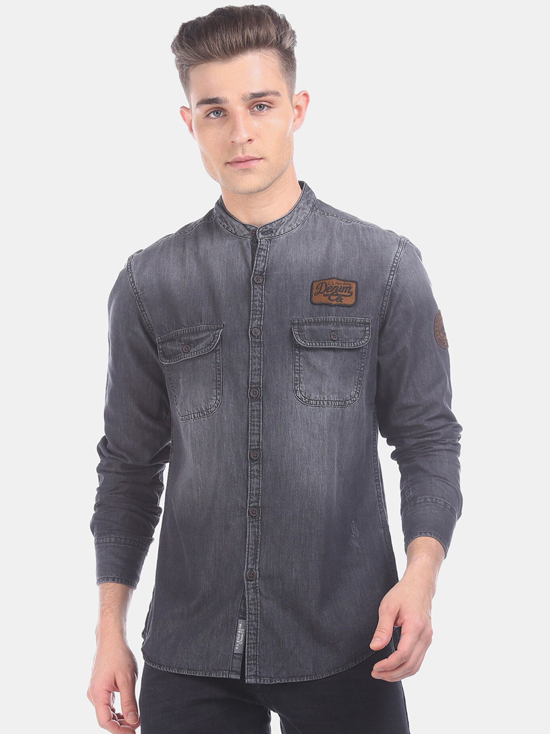 

U.S. Polo Assn. Denim Co. Men Grey Regular Fit Faded Casual Shirt