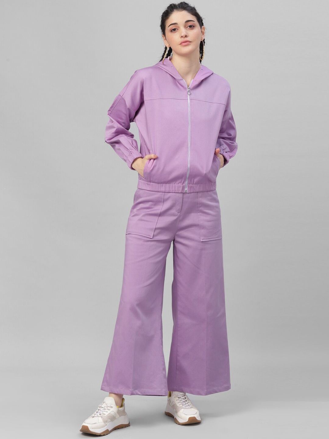 Athena Women Lavender Solid Clothing Set