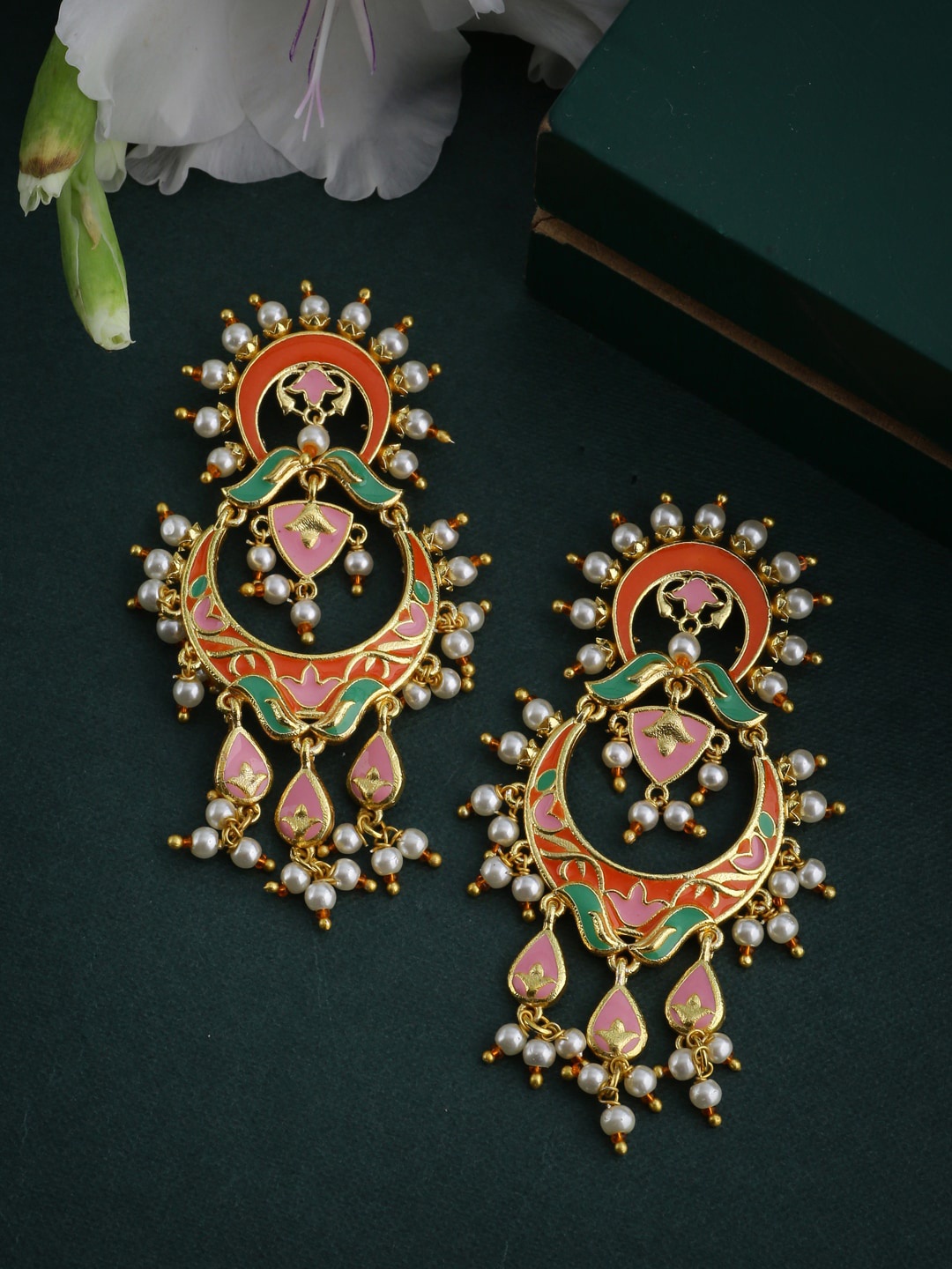 

Voylla Gold-Plated & Orange Classic Chandbalis