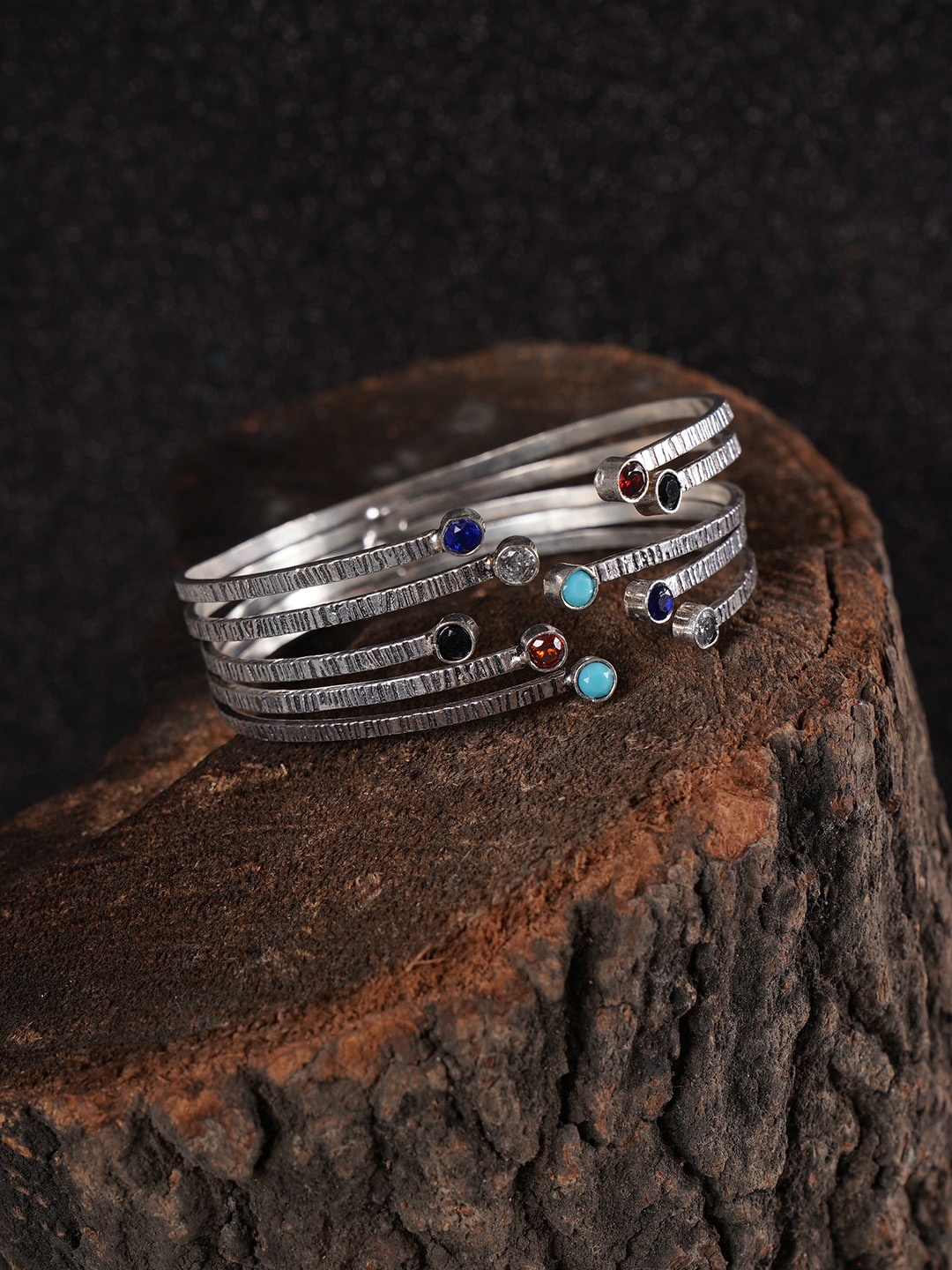 

Shoshaa Silver-Plated Oxidised Cuff Bracelet