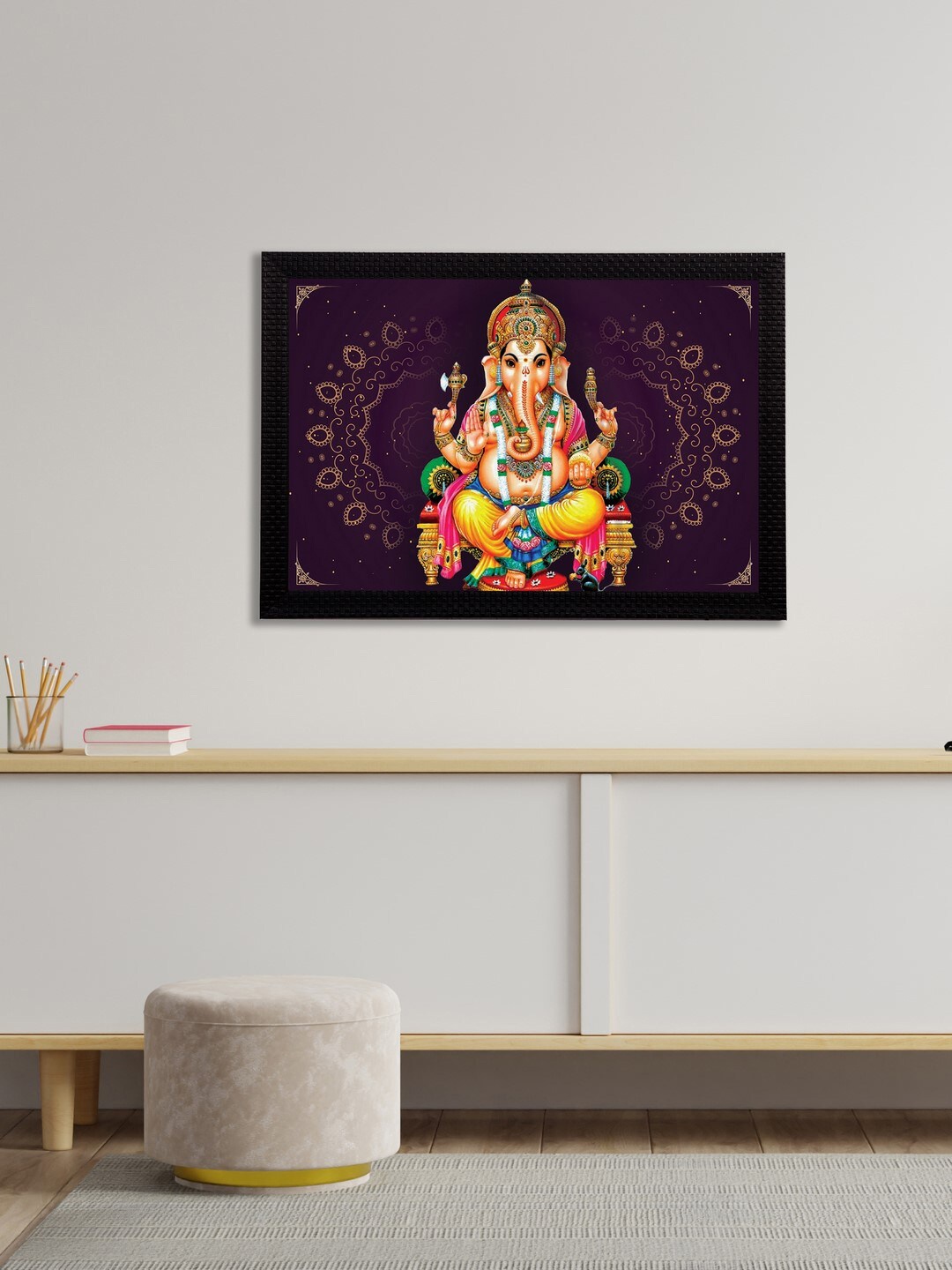 

eCraftIndia Multi-Coloured Satin Matt Texture Lord Ganesha UV Wall Art