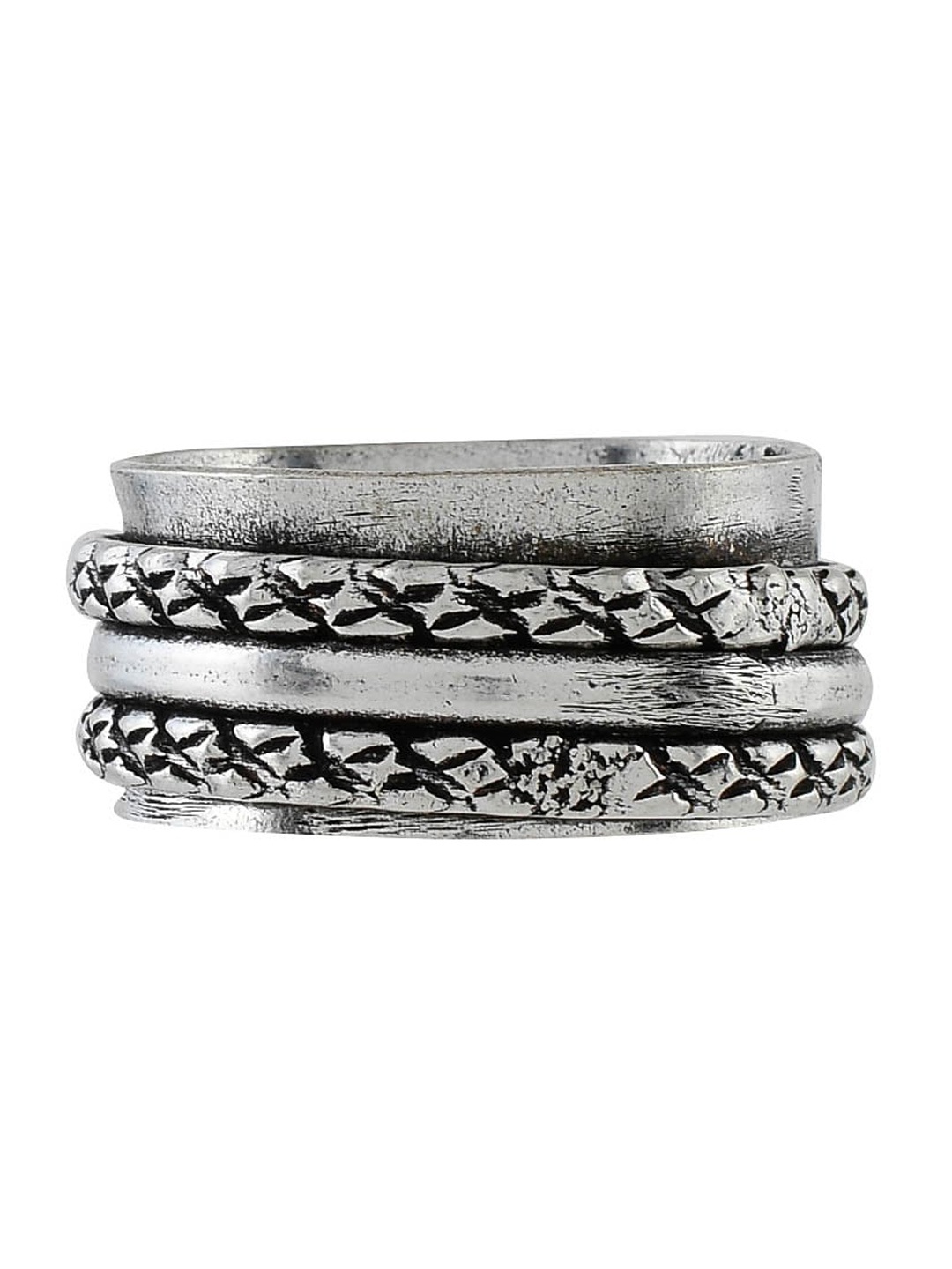 

Silvermerc Designs Oxidized Silver-Plated Handcrafted Finger Ring