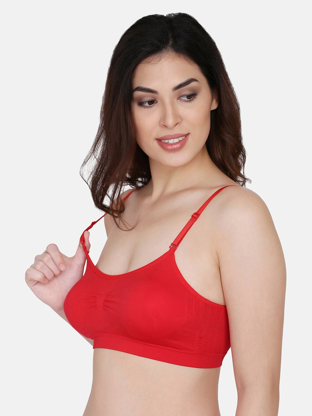 

PRETTYBOLD Red Solid Non-Wired Lightly Padded T-shirt Bra PBB-03 RED