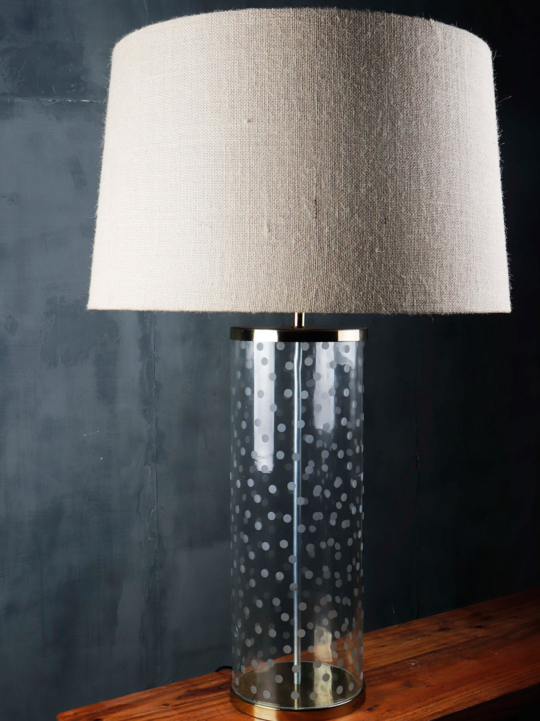 

Grated Ginger Beige Self Design Contemporary Bedside Standard Table Lamp with Shade