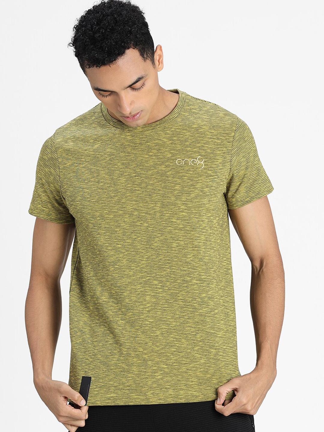 

one8 x PUMA Men Green & Black Self-Design Round Neck T-Shirt