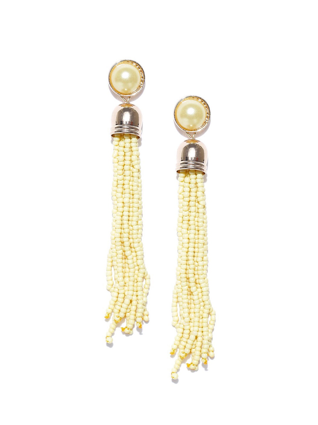

ChicMela Set of 2 Gold-Plated Yellow & Blue Tassel Contemporary Drop Earrings