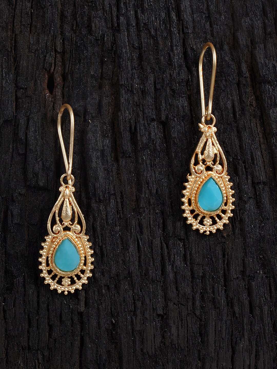 

Shoshaa Blue Gold-Plated HandcraftedClassic Drop Earrings