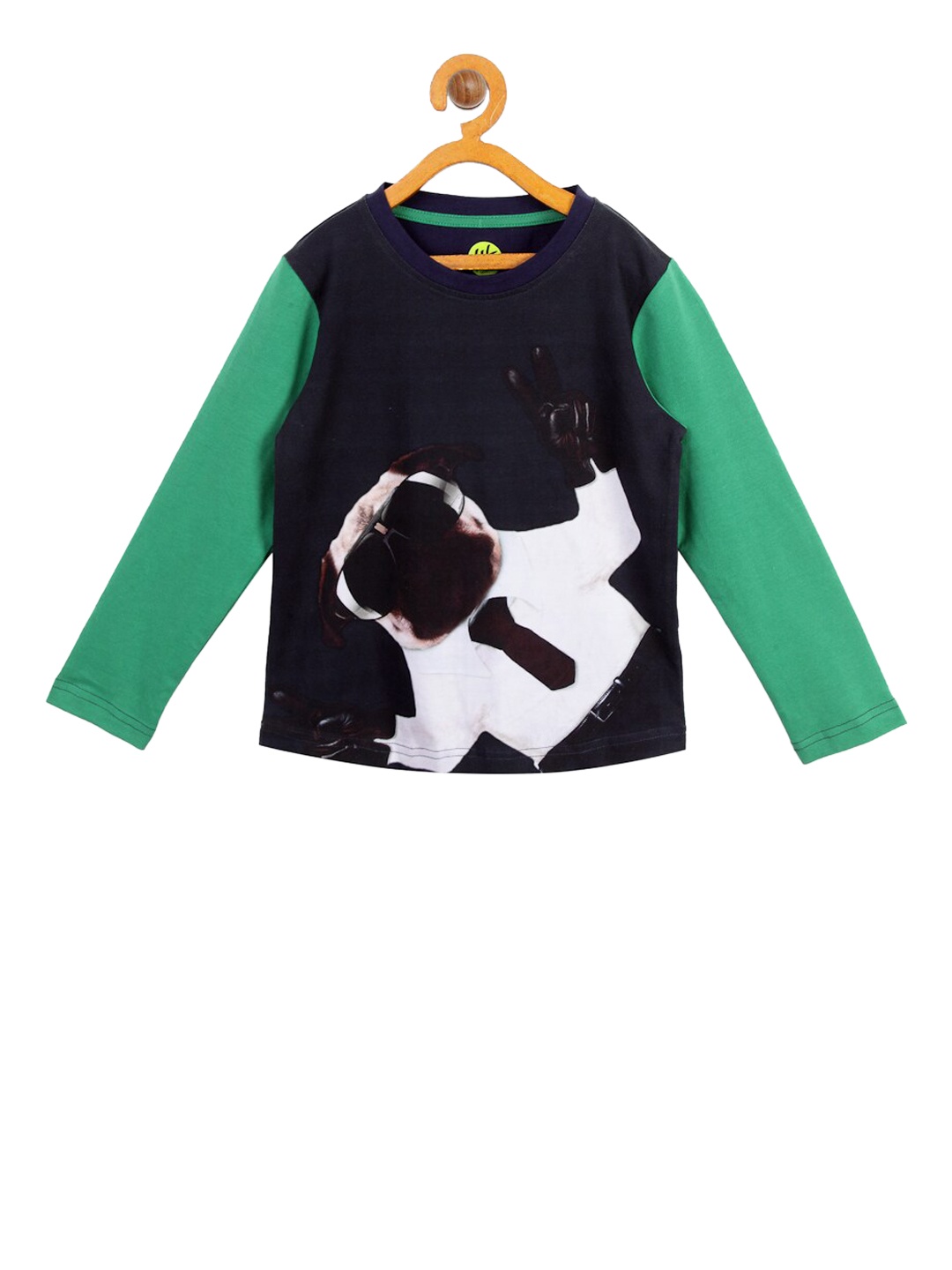 YK Boys Navy Blue Printed Round Neck T-shirt