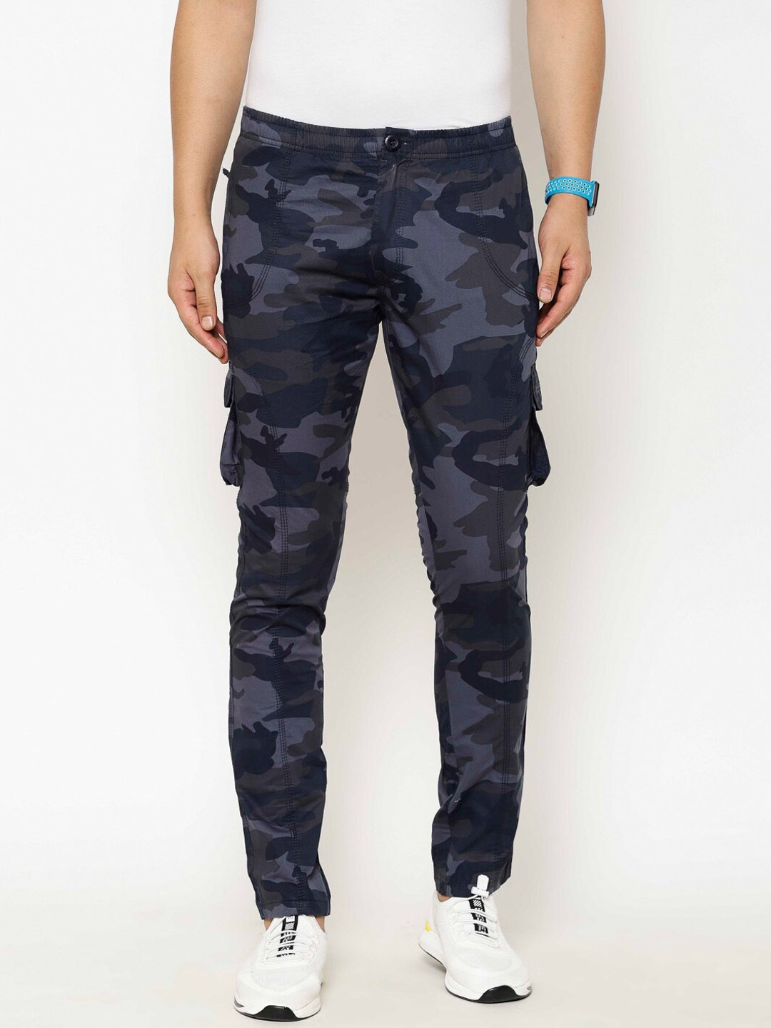 

SAPPER Men Navy Blue Camouflage Print Cargos