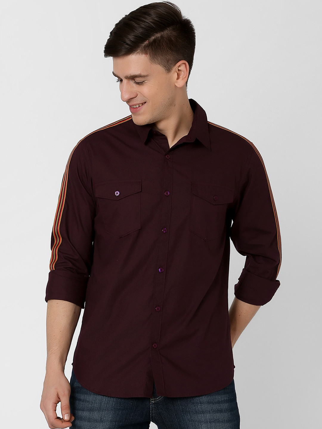 

MARCA Disati Men Maroon Slim Fit Solid Casual Shirt
