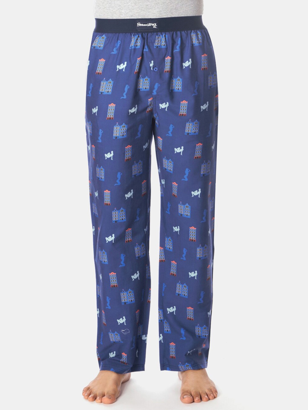 

Smugglerz Men Navy Blue Printed Lounge Pants