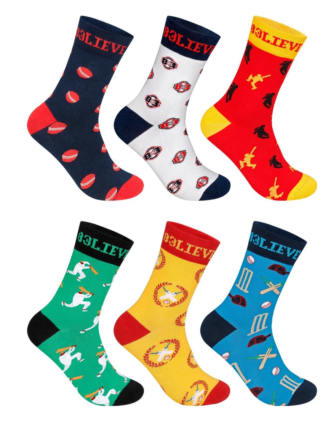 

Supersox Unisex Pack of 6 Multicoloured 83- The Film Collection Patterned Ankle-Length Socks, Multi