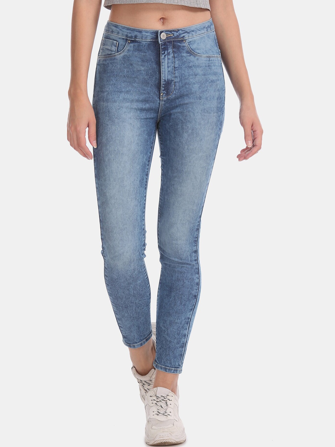 

Flying Machine Women Blue Slim Fit Acid Wash Jeggings
