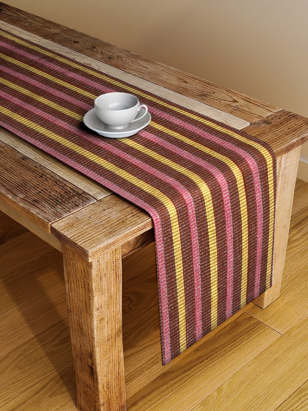 

KLOTTHE Set of 2 Maroon & Purple Checked Hand-Tufted Table Runners, Multi