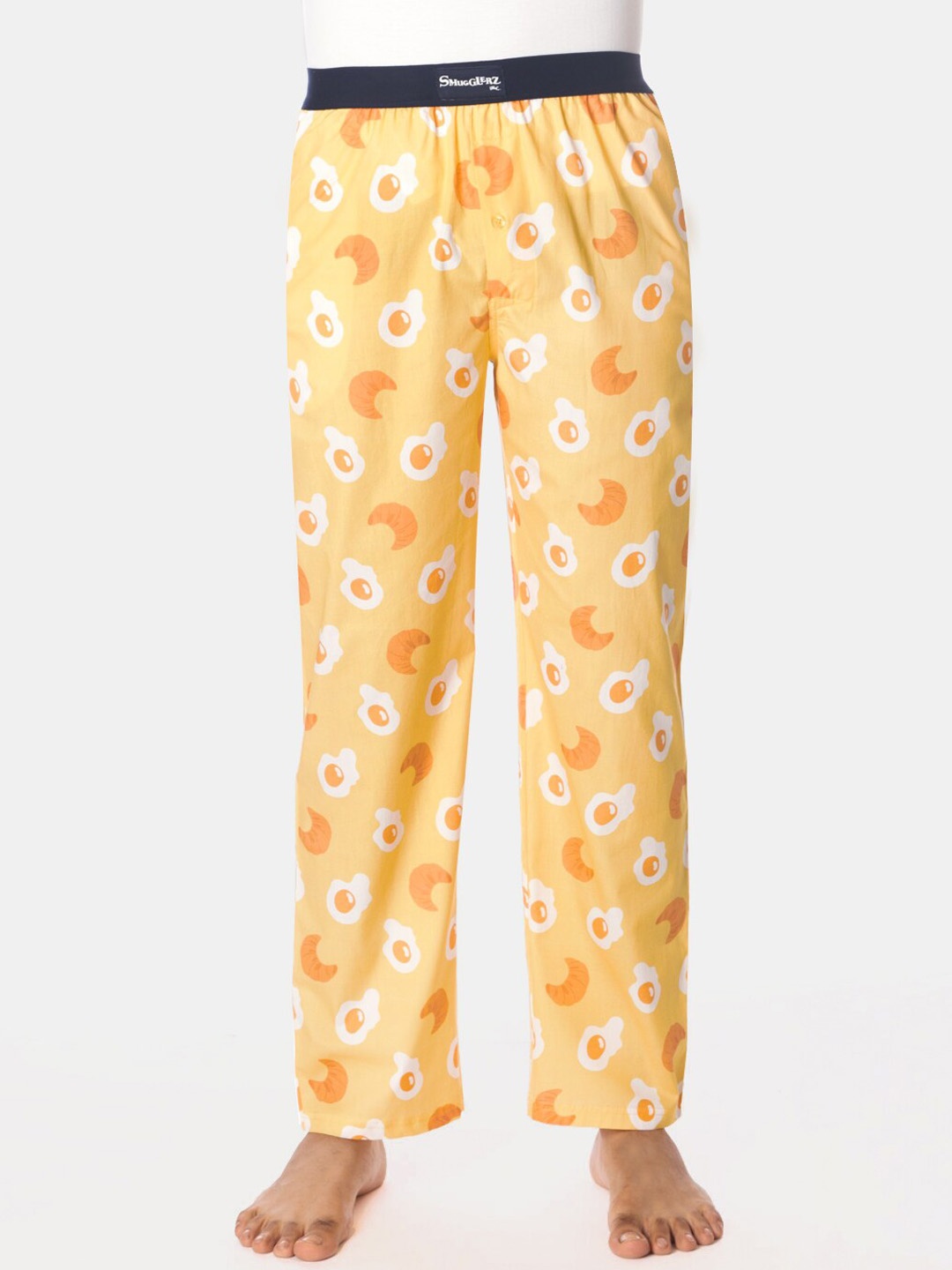 Smugglerz Men Yellow & White Printed Lounge Pants