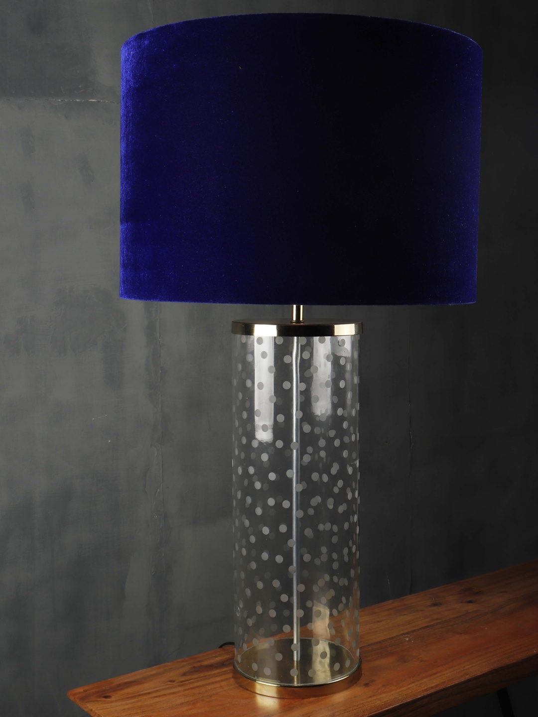 

Grated Ginger Blue Solid Polka Straw Table Lamp