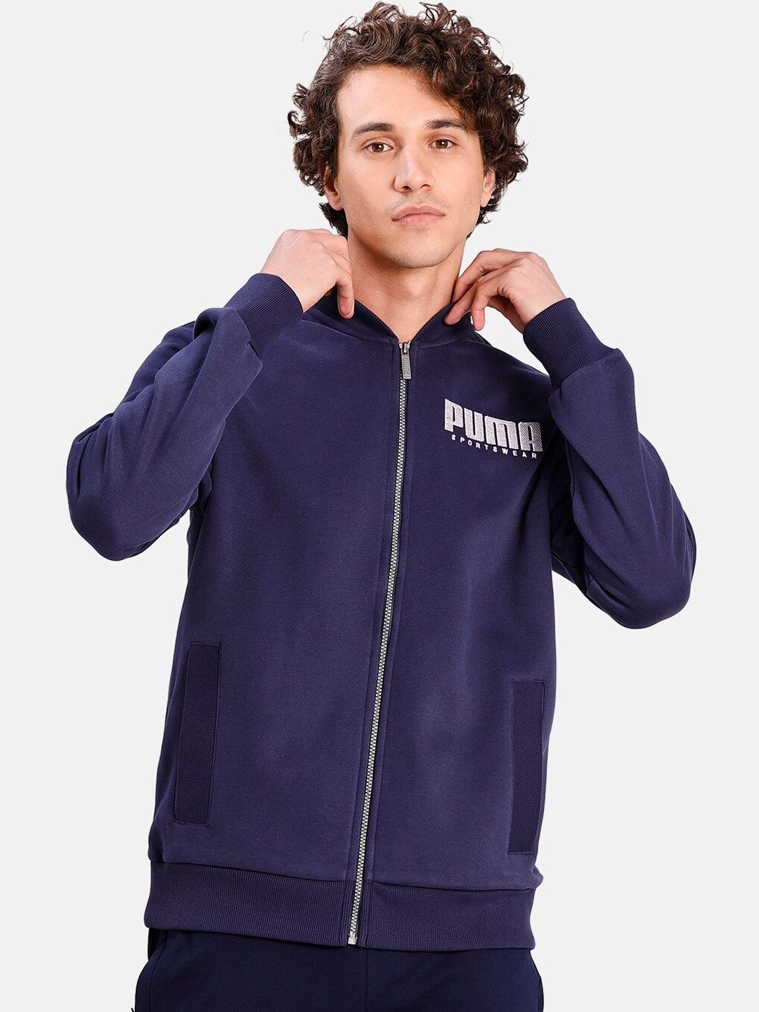 

Puma Men Navy Blue Printed Sporty Track Jacket