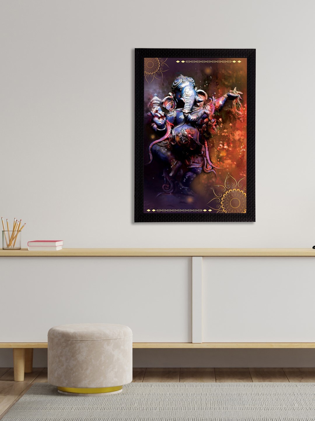 

eCraftIndia Brown & Blue Lord Ganesha Satin Matt Texture UV Wall Art